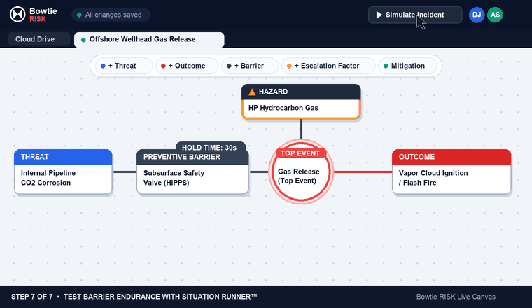 Step 7: Running Situation Runner barrier simulation in Bowtie RISK